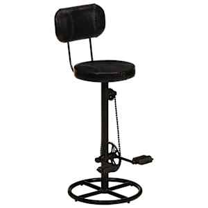 vidaXL Bar Stools 2 pcs Black Real Goat Leather