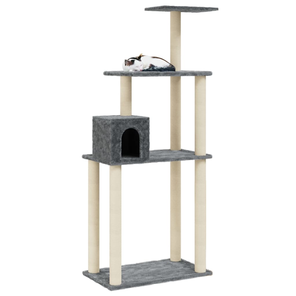 vidaXL Kattenkrabpaal met sisal krabpalen 147 cm donkergrijs afbeelding