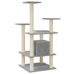 Škrabadlo pro kočky se sisalovými sloupky světle šedé 110 cm - obrázek 6