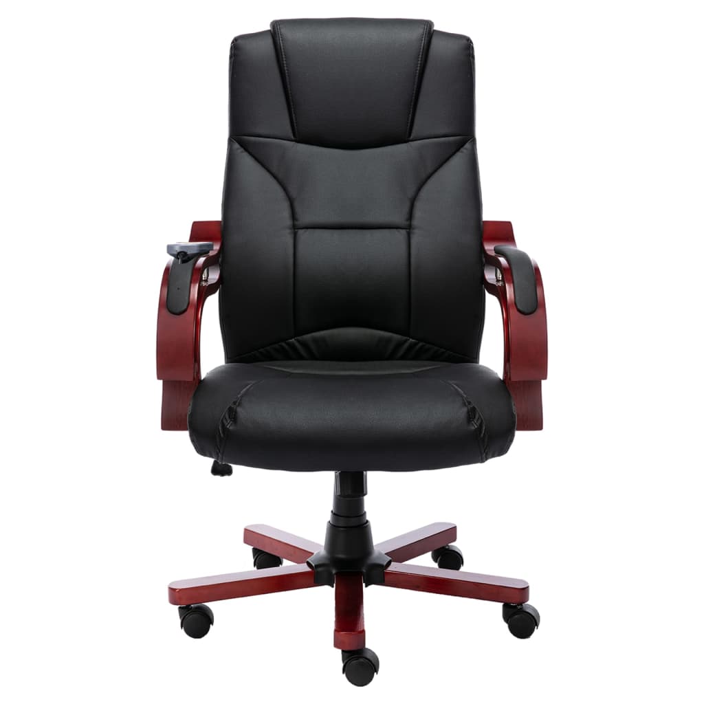 vidaXL Masážní kancelářská židle černá pravá kůže