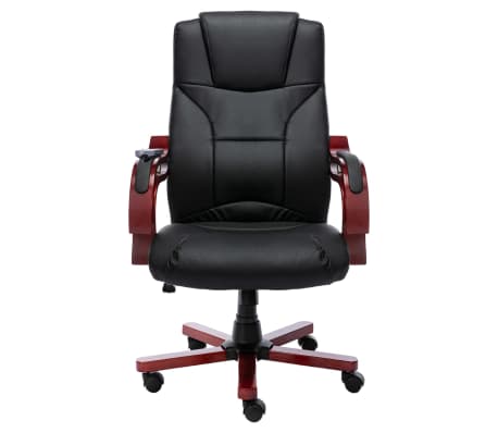 vidaXL biroja masāžas krēsls, melna dabīgā āda