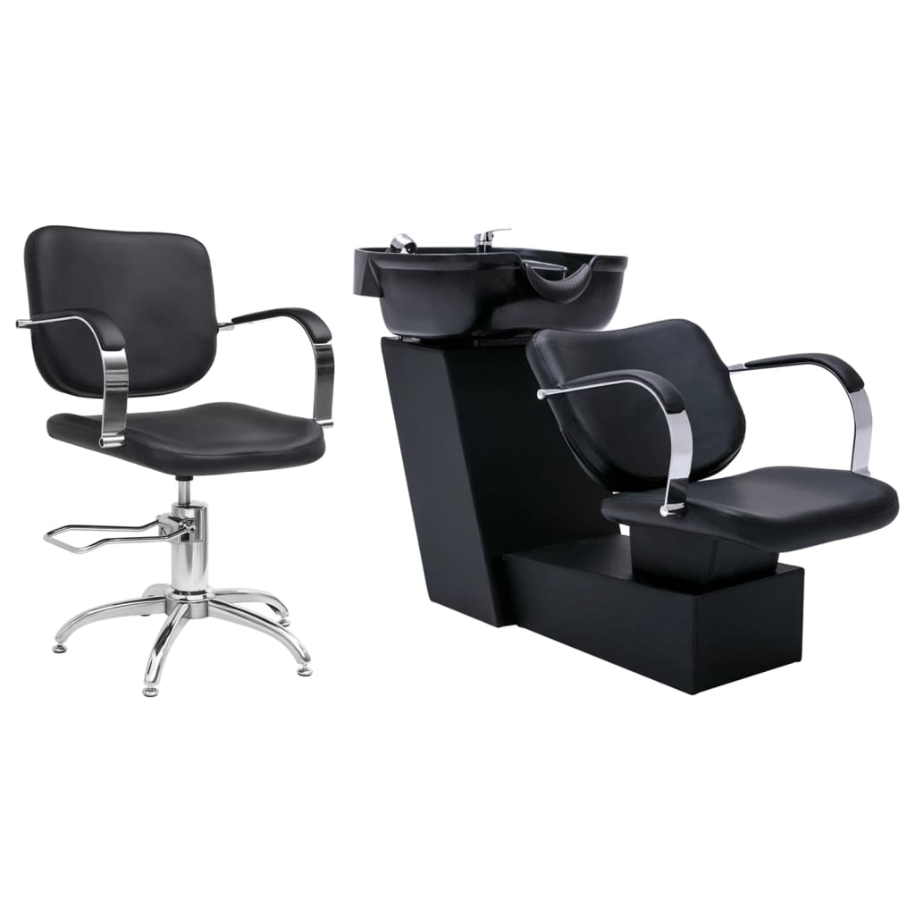 vidaXL Unitate de șamponare cu scaun de salon, piele ecologică vidaXL