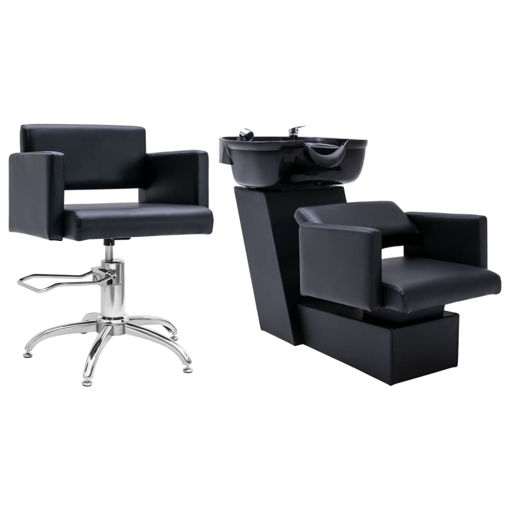 vidaXL Unitate de șamponare cu scaun de salon, piele ecologică (Industrial