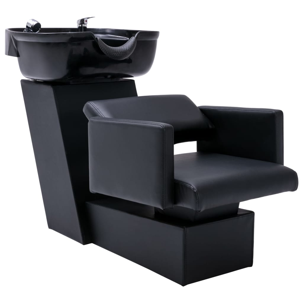 vidaXL Unitate de șamponare cu scaun de salon, piele ecologică