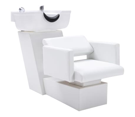 vidaXL Unitate de șamponare cu scaun de salon, piele ecologică