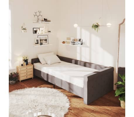 vidaXL Sofá cama con colchón USB de tela gris oscuro 90x200 cm