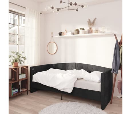 vidaXL daybed med madras og USB 90x200 cm fløjl sort