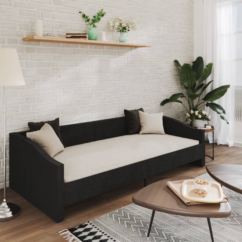 fekete USB szövetborítású dívány matraccal 90 x 200 cm