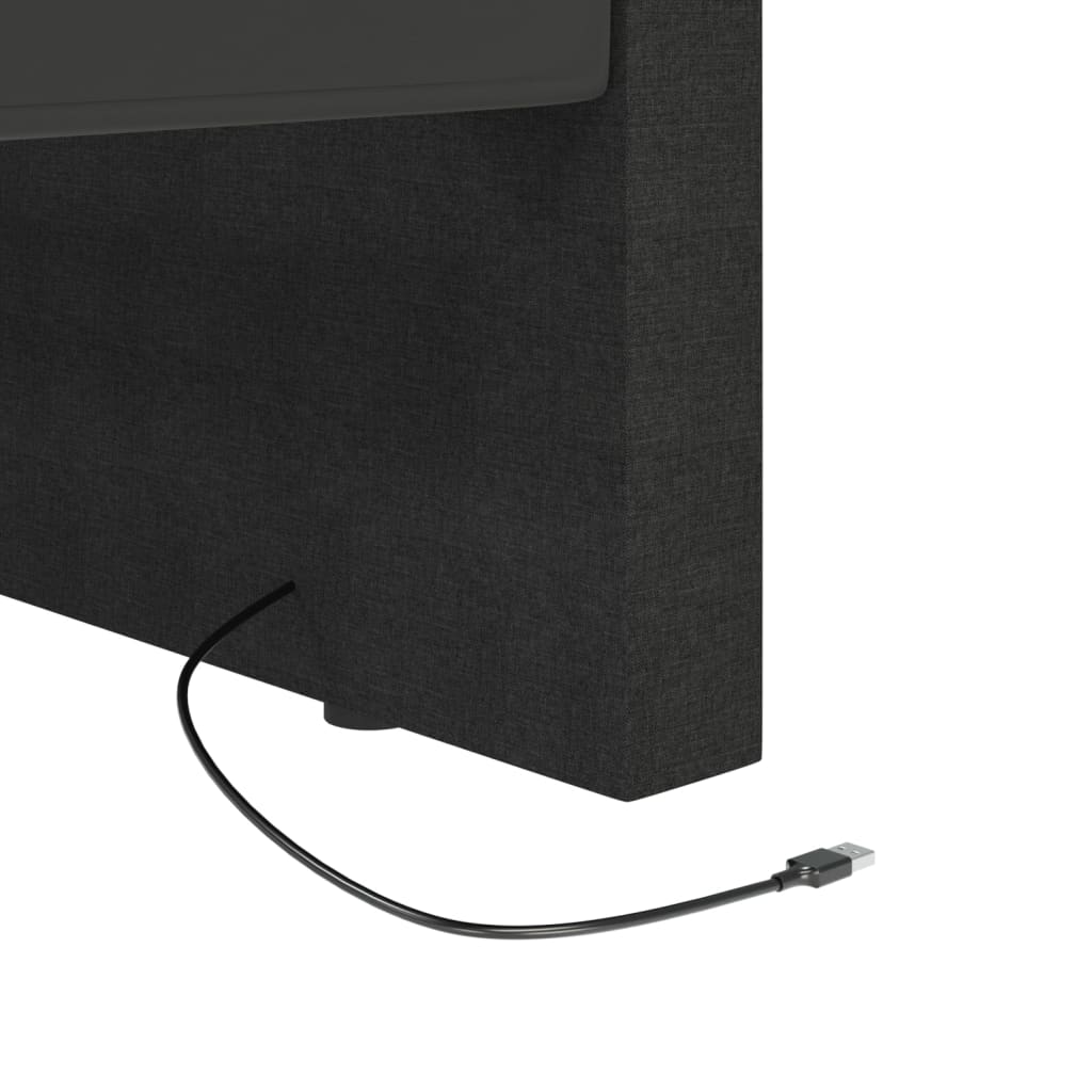 fekete USB szövetborítású dívány matraccal 90 x 200 cm