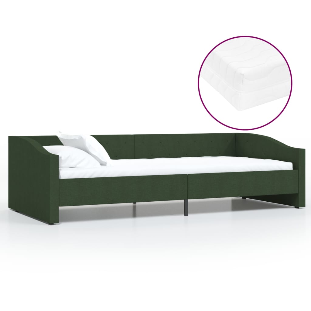 sötétzöld USB-s szövetborítású dívány matraccal 90 x 200 cm