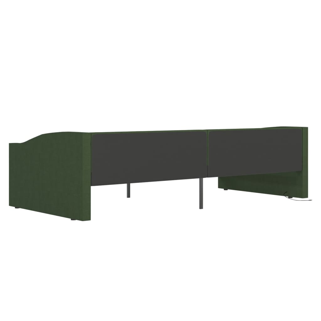sötétzöld USB-s szövetborítású dívány matraccal 90 x 200 cm