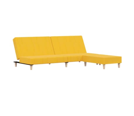 vidaXL 2-местен диван с поставка за крака, жълт, текстил
