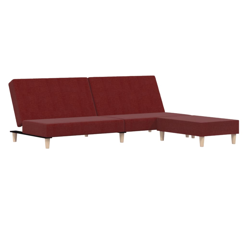 vidaXL 2-местен диван с поставка за крака, виненочервен, текстил