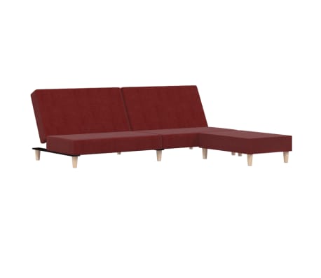 vidaXL 2-местен диван с поставка за крака, виненочервен, текстил