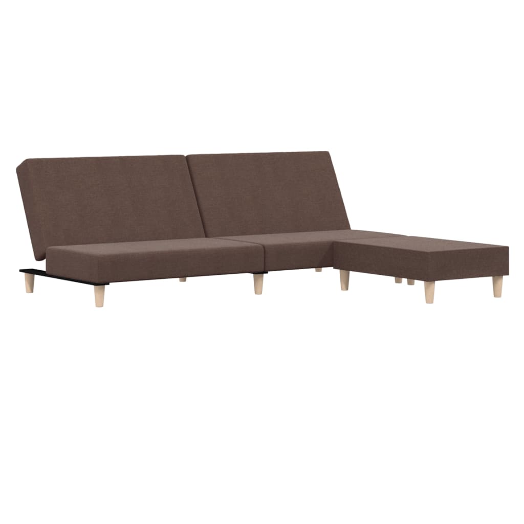 vidaXL 2-местен разтегателен диван с табуретка, таупе, текстил