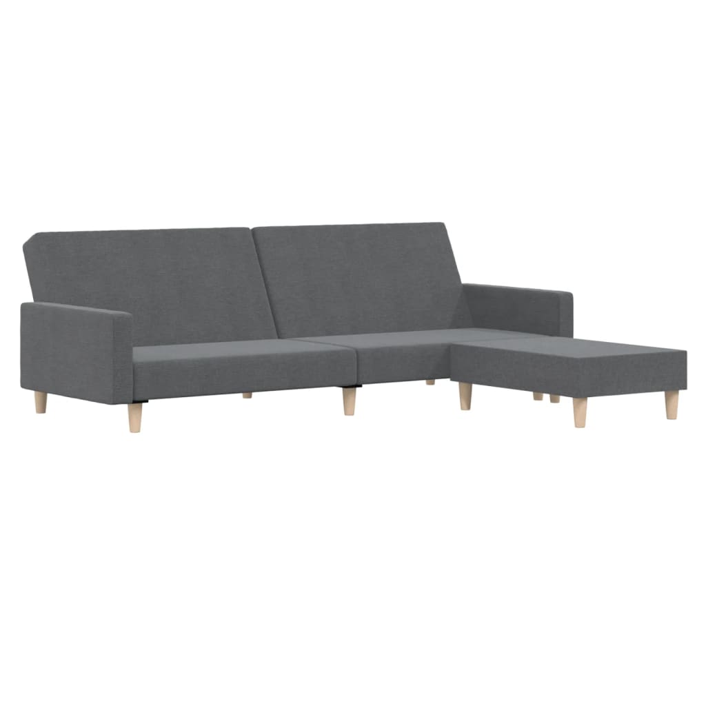 vidaXL 2-местен диван с поставка за крака, светлосив, текстил