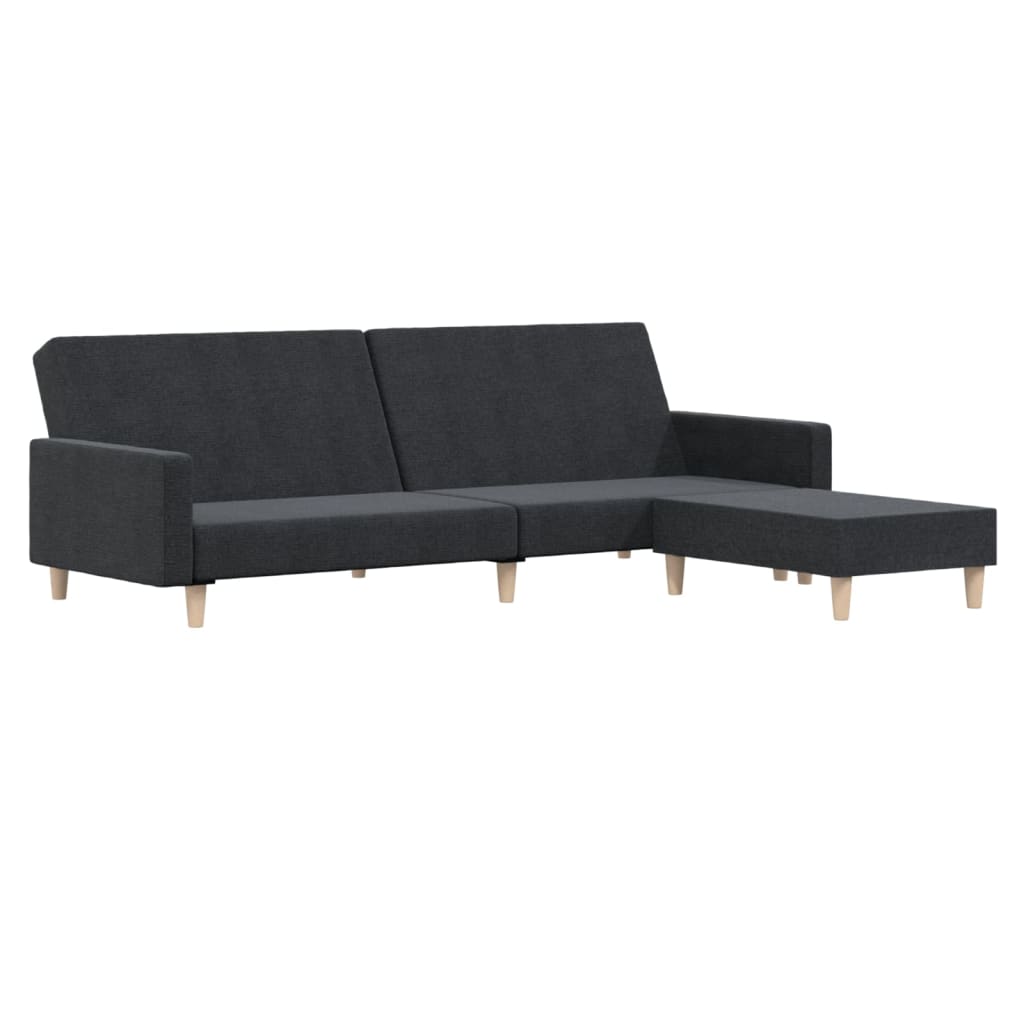 vidaXL 2-местен диван с поставка за крака, тъмносив, текстил