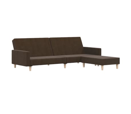 vidaXL 2-местен диван с поставка за крака, кафяв, текстил