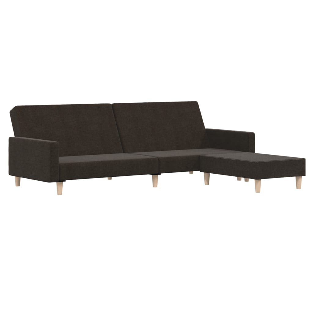 vidaXL 2-местен диван с поставка за крака, тъмнокафяв, текстил