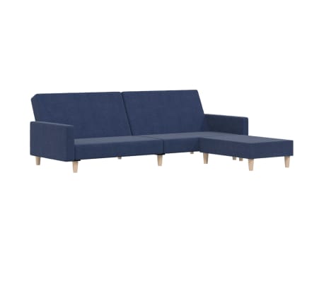 vidaXL 2-местен диван с поставка за крака, син, текстил