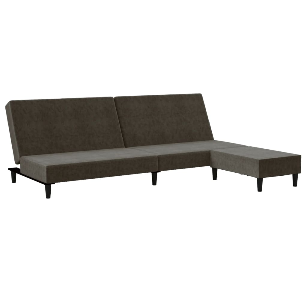 vidaXL 2-местен диван с поставка за крака, тъмносив, кадифе