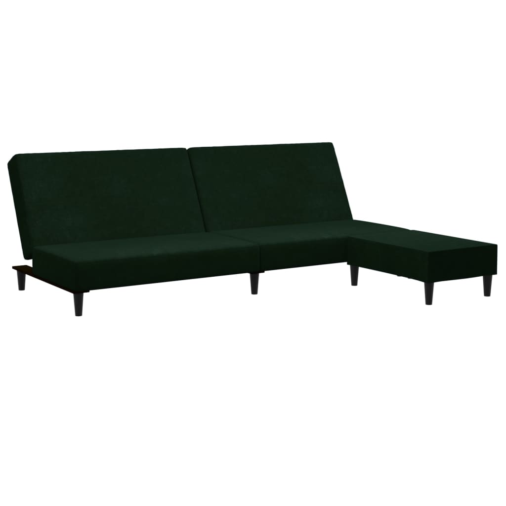 vidaXL 2-местен диван с поставка за крака, тъмнозелен, кадифе