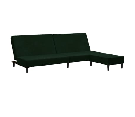 vidaXL kétszemélyes sötétzöld bársony kanapéágy lábtartóval