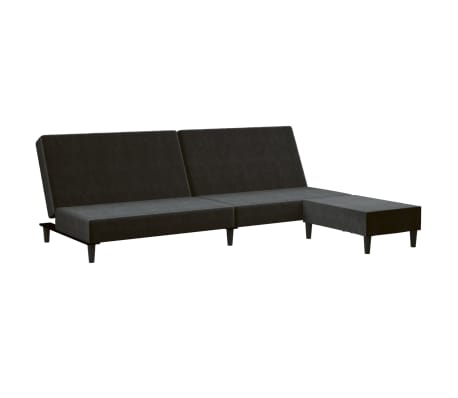 vidaXL 2-местен диван с поставка за крака, черен, кадифе