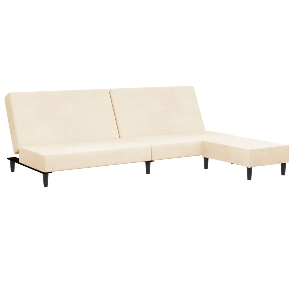 vidaXL 2-местен диван с поставка за крака, кремав, кадифе