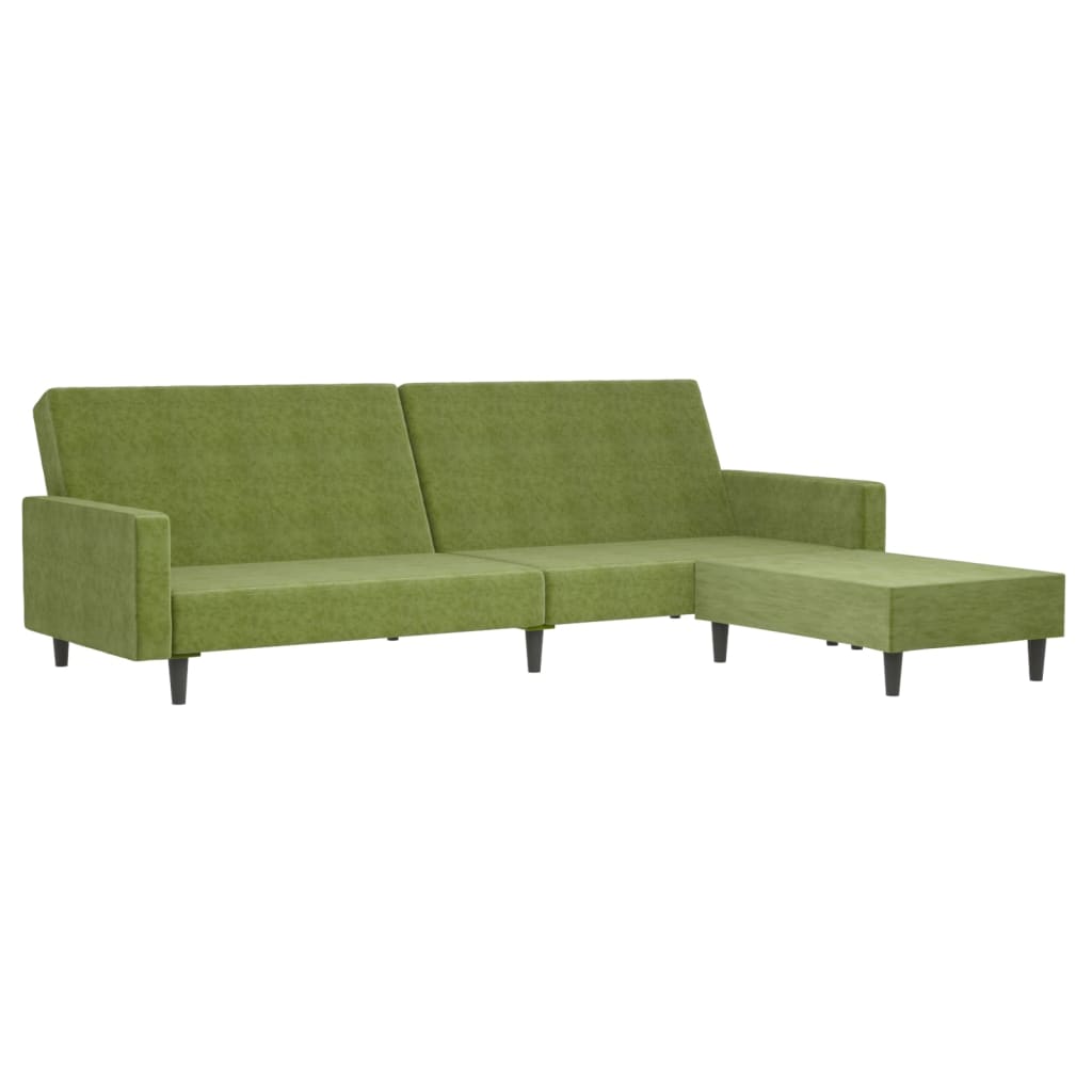 vidaXL Canapé-lit à 2 places avec repose-pied Vert clair Velours