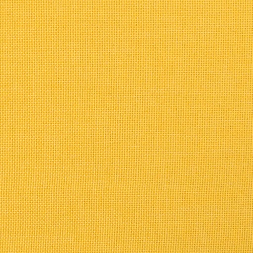 Kétszemélyes sárga szövet kanapéágy lábtartóval 