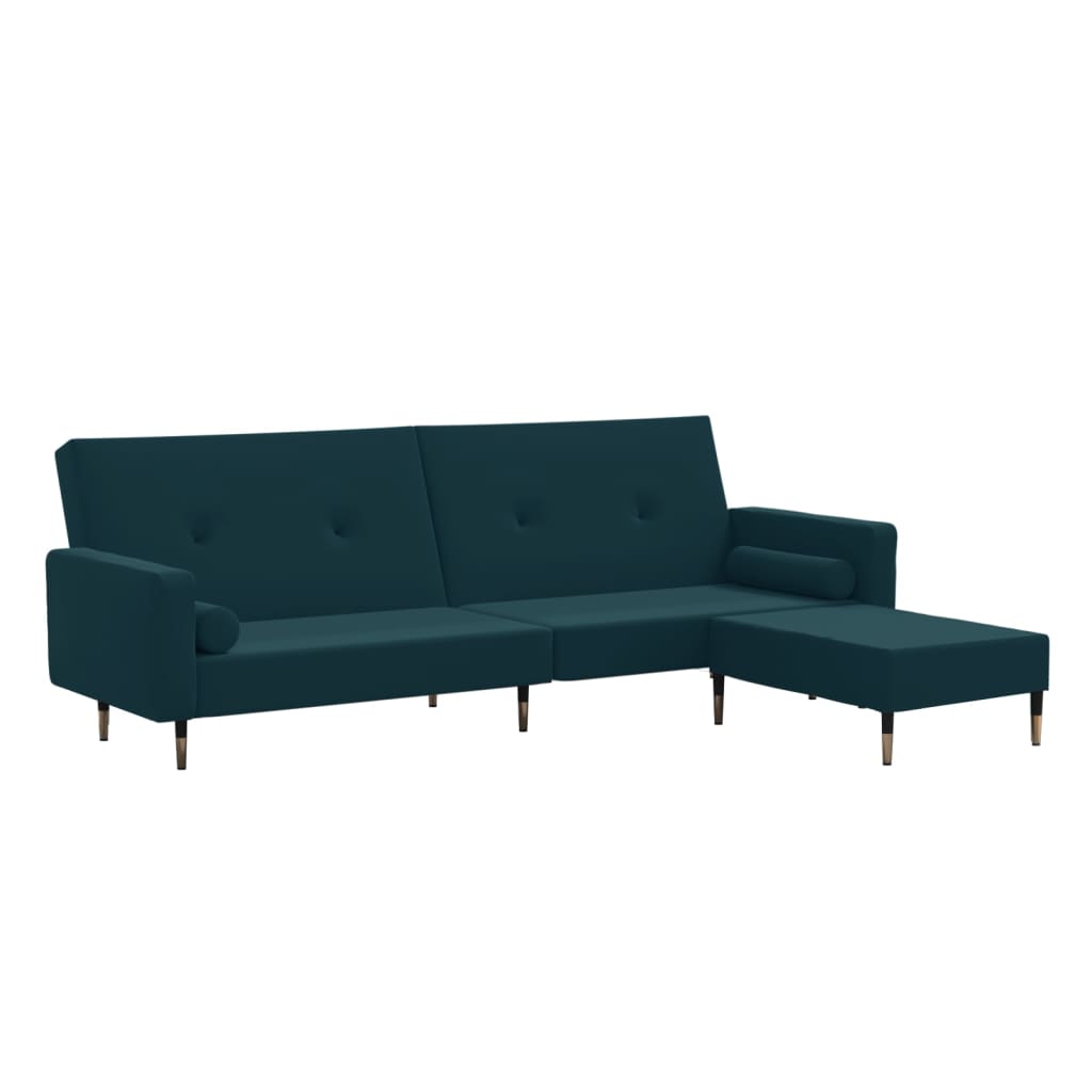 vidaXL Schlafsofa 2-Sitzer mit Hocker Blau Samt