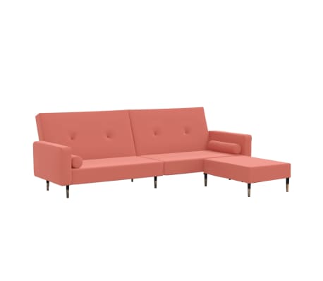 vidaXL Dvivietė sofa-lova su pakoja, rožinės spalvos, aksomas
