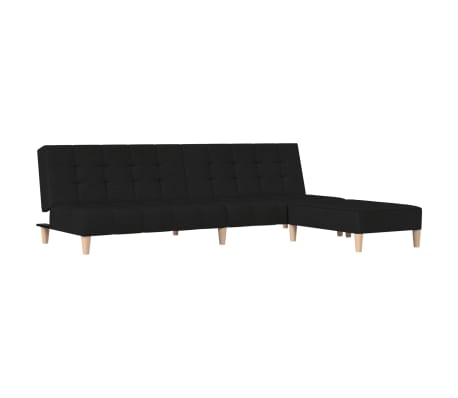 vidaXL Schlafsofa 2-Sitzer mit Fu&szlig;hocker Schwarz Stoff