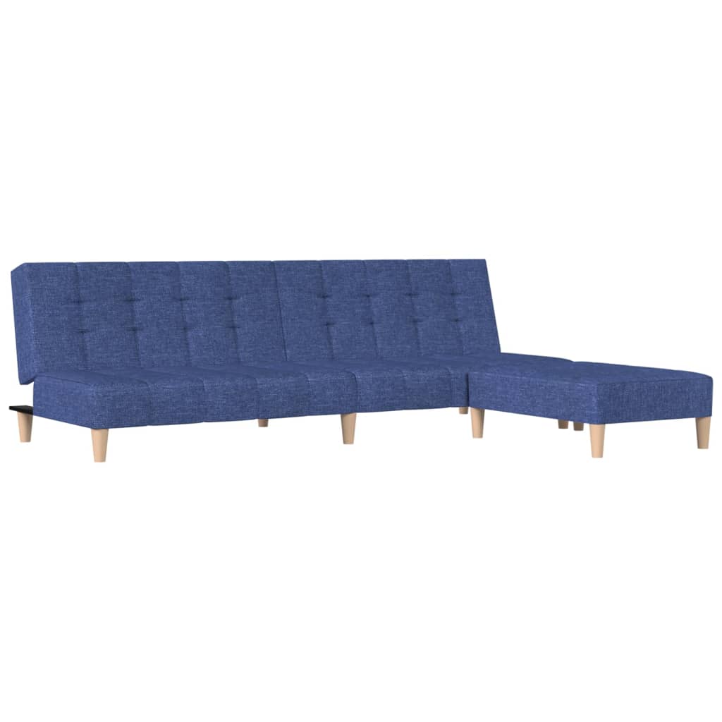 vidaXL 2-местен разтегателен диван с табуретка, син, текстил