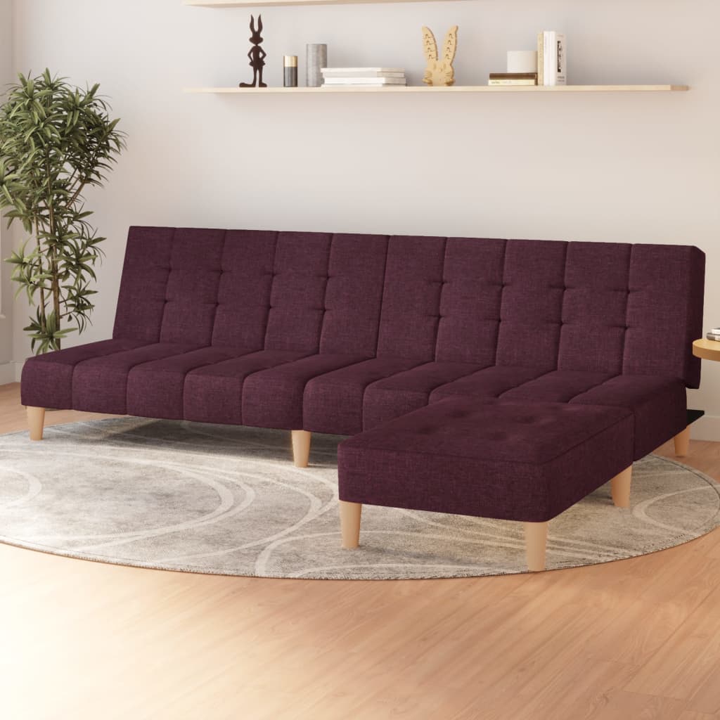 vidaXL Sofá-cama de 2 lugares com apoio de pés tecido roxo