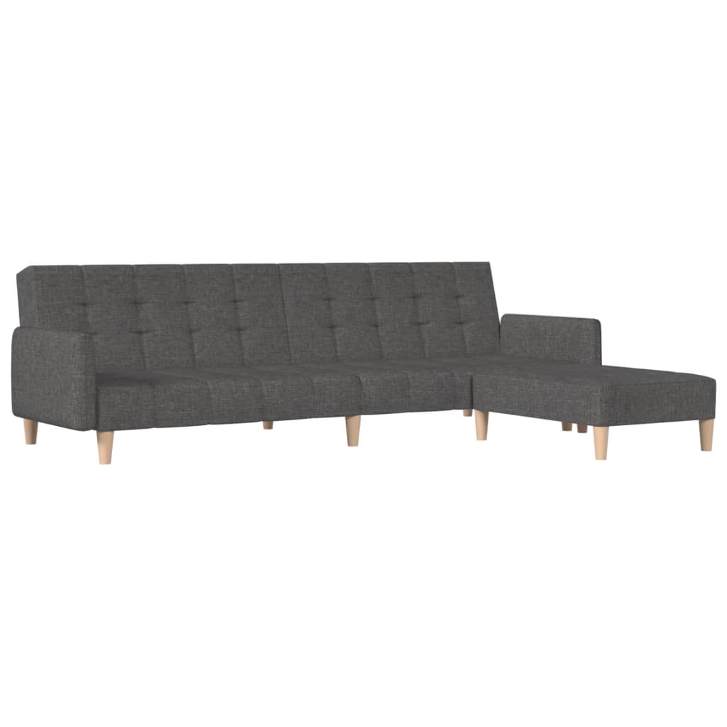 vidaXL 2-местен разтегателен диван с табуретка, тъмносив, текстил
