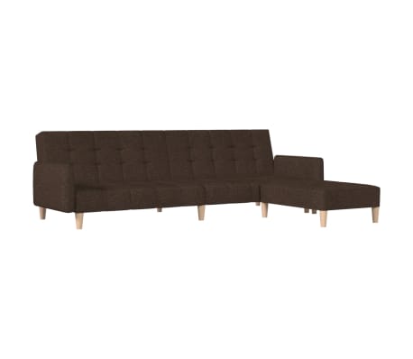 vidaXL 2-местен разтегателен диван с табуретка, тъмнокафяв, текстил