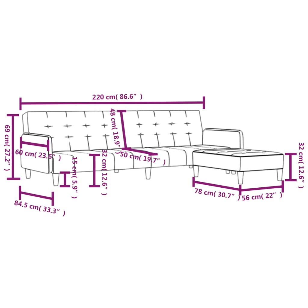 kétszemélyes sárga szövet kanapéágy lábtartóval