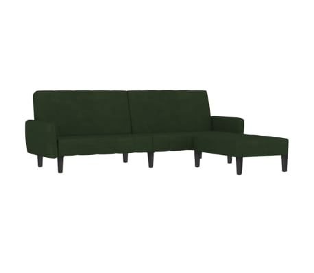 vidaXL Dvivietė sofa-lova su pakoja, tamsiai žalios spalvos, aksomas