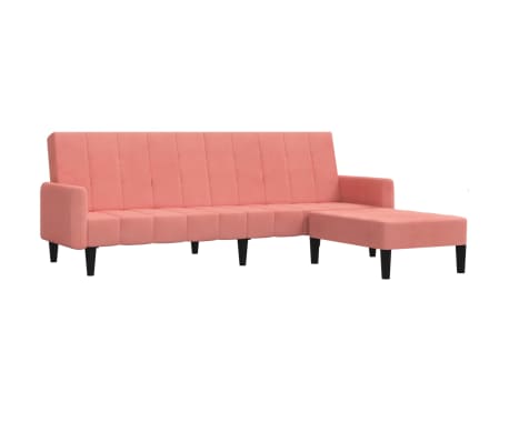 vidaXL Bäddsoffa 2-sits med fotpall rosa sammet