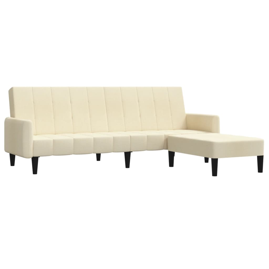vidaXL Dvivietė sofa-lova su pakoja, kreminės spalvos, aksomas