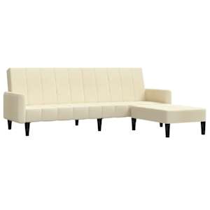 vidaXL Dvivietė sofa-lova su pakoja, kreminės spalvos, aksomas