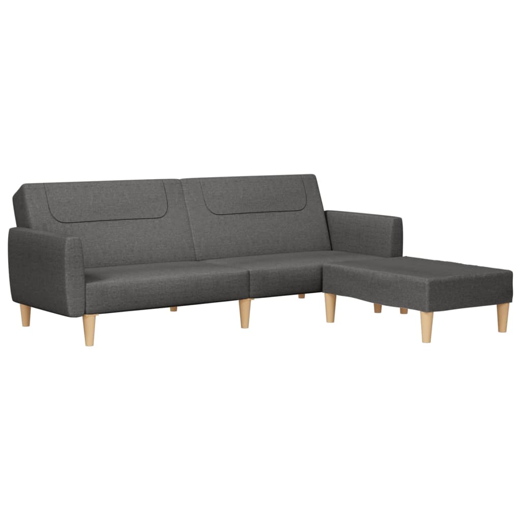 vidaXL 2-osobowa sofa z podnóżkiem, ciemnoszara, tapicerowana tkaniną
