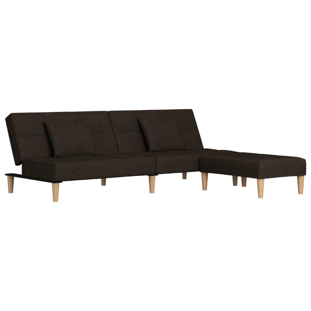 vidaXL Dvivietė sofa-lova su pagalvėmis ir pakoja, ruda, audinys