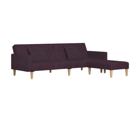 vidaXL Kavč dvosed z ležiščem, blazinama in stolčkom vijolično blago