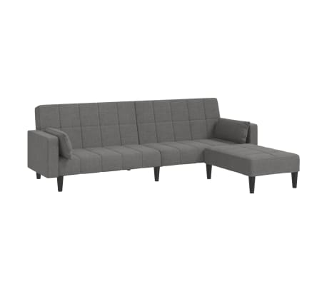 vidaXL Dvivietė sofa-lova su pagalvėmis ir pakoja, pilka, audinys