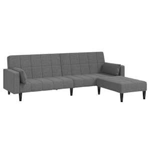 vidaXL Dvivietė sofa-lova su pagalvėmis ir pakoja, pilka, audinys