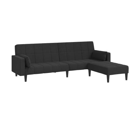 vidaXL Dvivietė sofa-lova su pagalvėmis ir pakoja, juoda, audinys