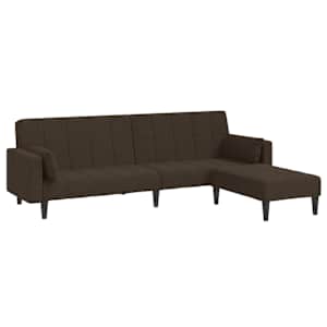 vidaXL Dvivietė sofa-lova su pagalvėmis ir pakoja, ruda, audinys